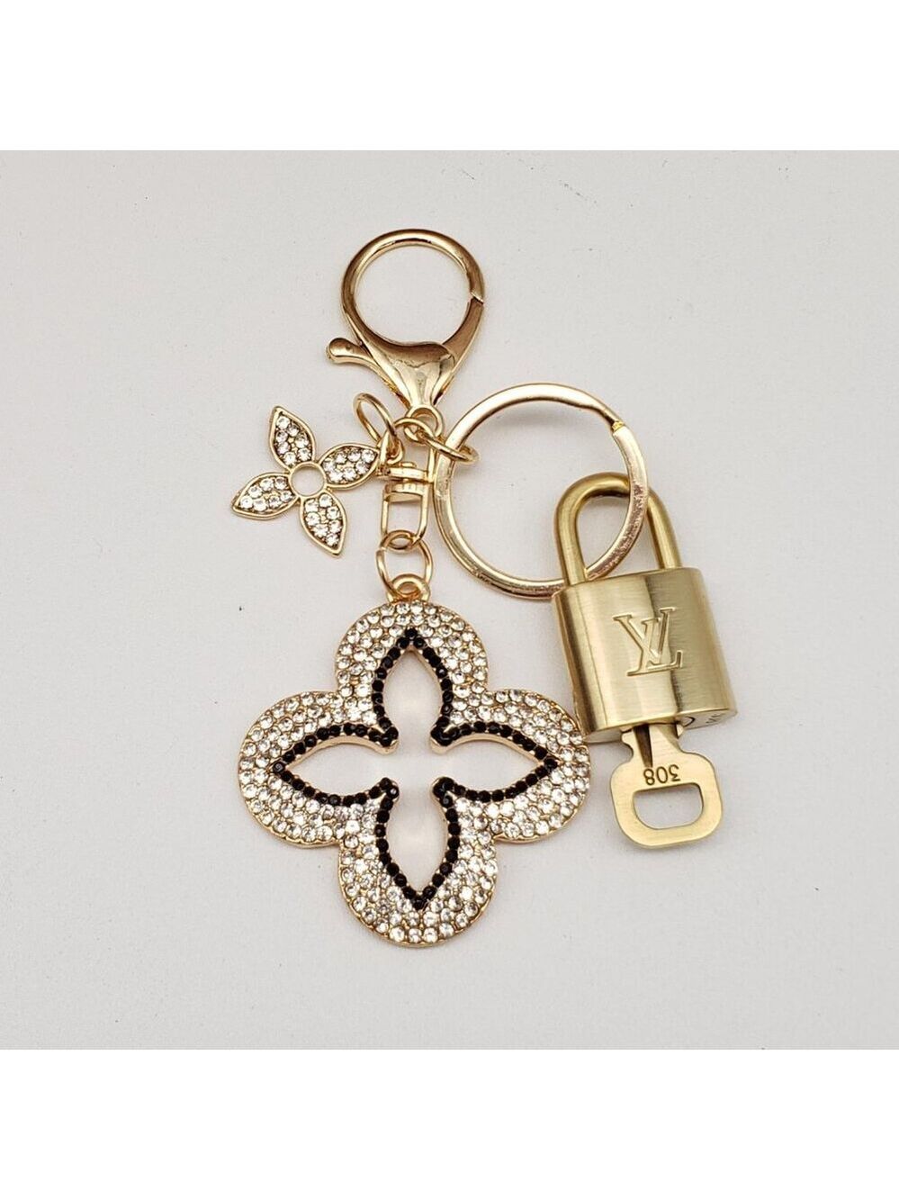 Louis Vuitton Gold Lock 🔒 Authentic LV Key + Unbranded Flower Bag Charm